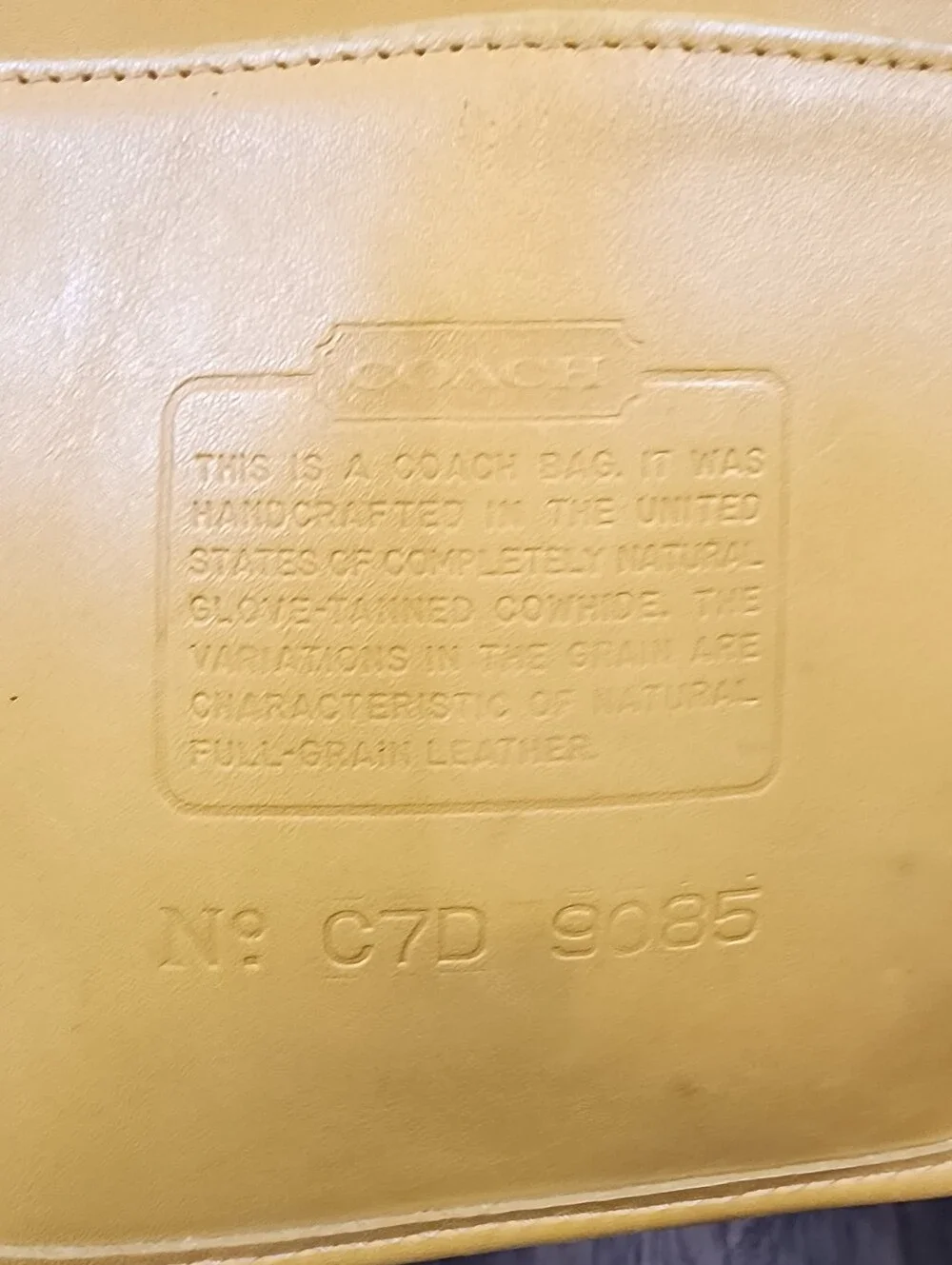 Yellow Vintage Coach Duffle Sac #9085